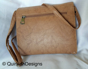 Beige Brown Fake Leather Bag, Day HandBag, Shopping Crossbody Sling Purse, Faux Leather Bag, Office Wear